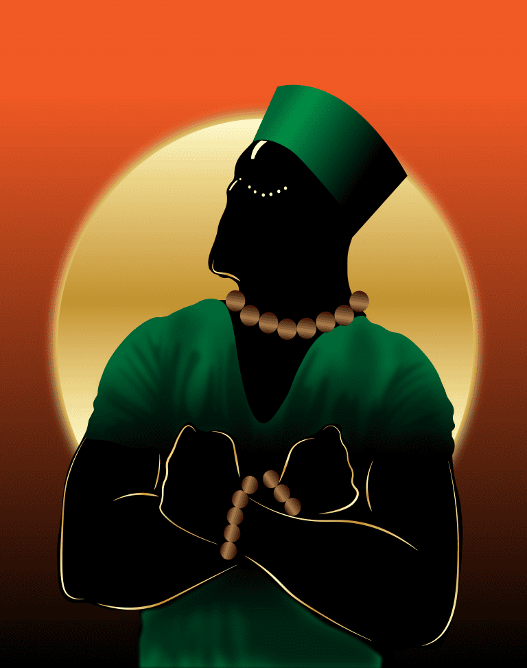 Piece # 3 in the God-Kissed Collection. It shows a man with his arms crossed, and his fist closed in a symbolic position of strength and confidence