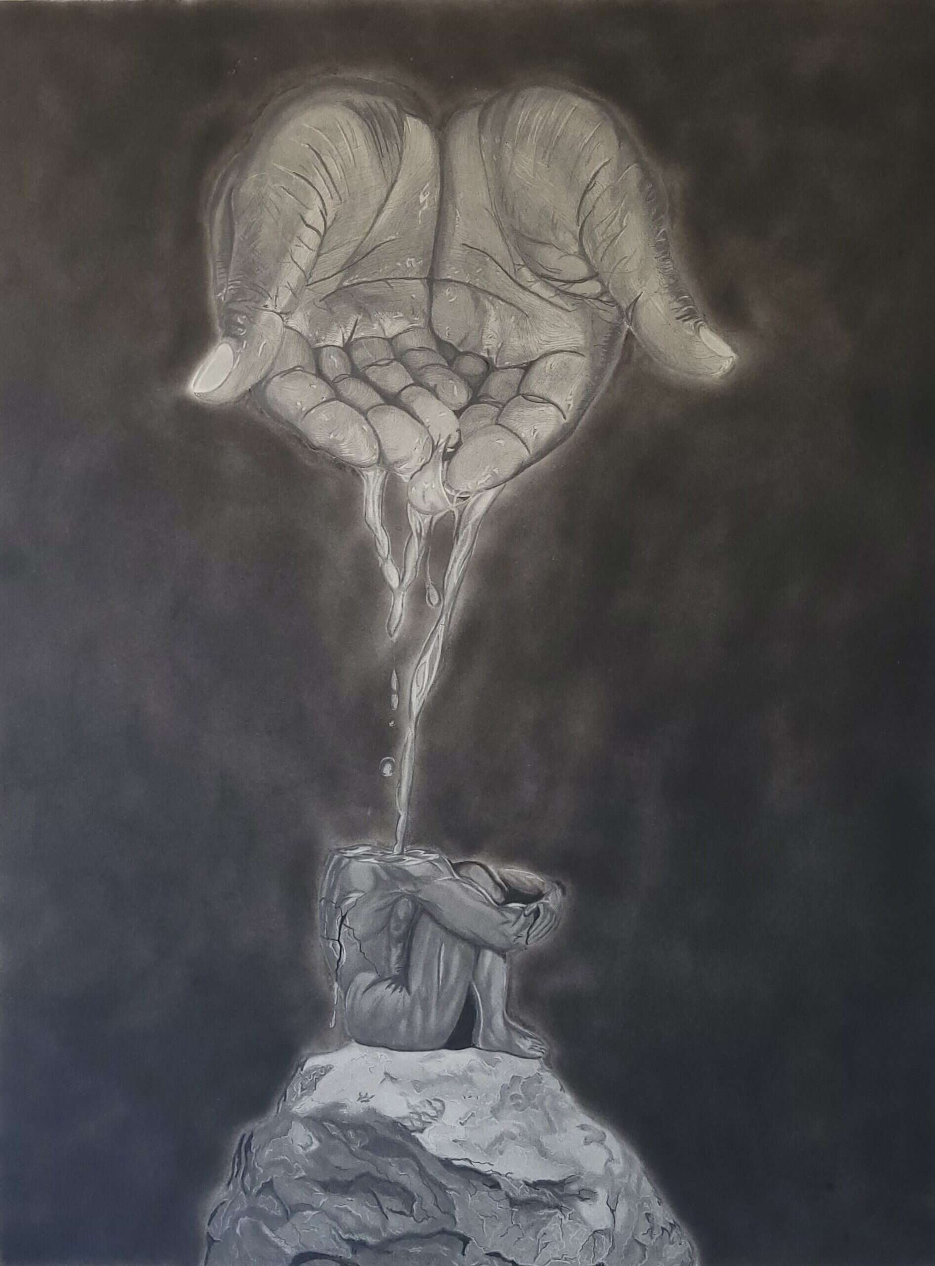 This art piece is symbolic of the true nature of the creator. It represents the truth that regardless of our flaws and imperfections, we are still created and formed by the creator, and worth all that is promised for us.